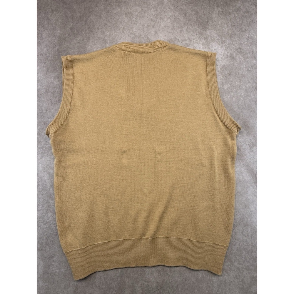 Vintage Gabicci Men's M Camel Sweater Vest V Neck Wool Knit Made Korea Logo - Picture 4 of 10